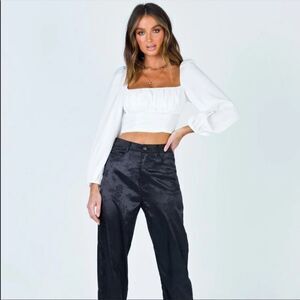 Princess Polly White Ariah Long Sleeve Top